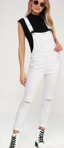 White Distressed Denim Overalls (Orig Price $45)